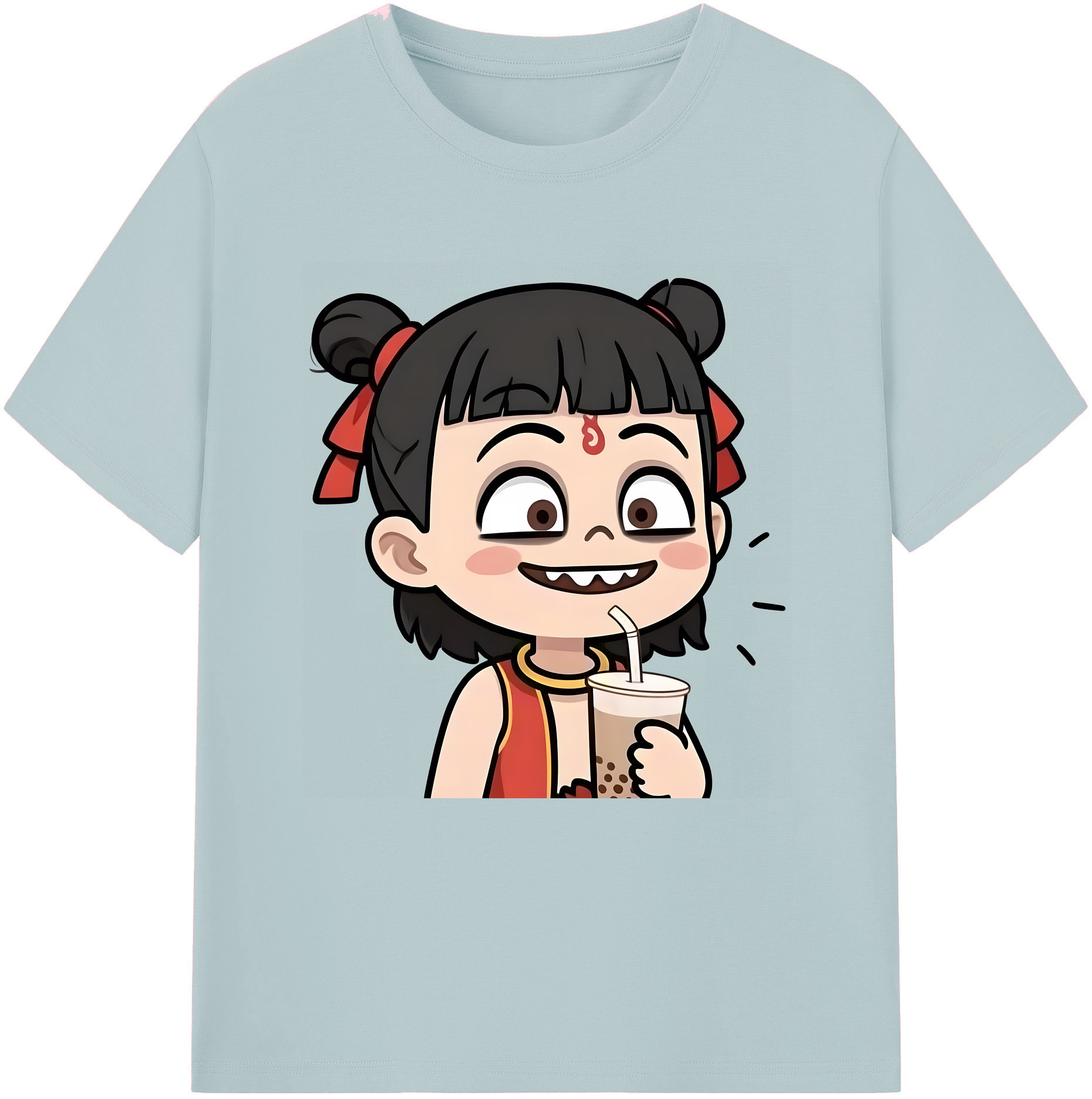 （画像用） Ne Zha 2 ナタ 魔童の大暴れ 綿100％半袖Tシャツ（フロントプリント）